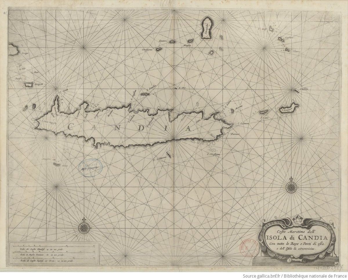 1696 Coste Maritime dell'Isola di Candia con tutte le Baye e Porti di essa e dell'Isole là circonvicine  : Coronelli Vincenzo.jpeg